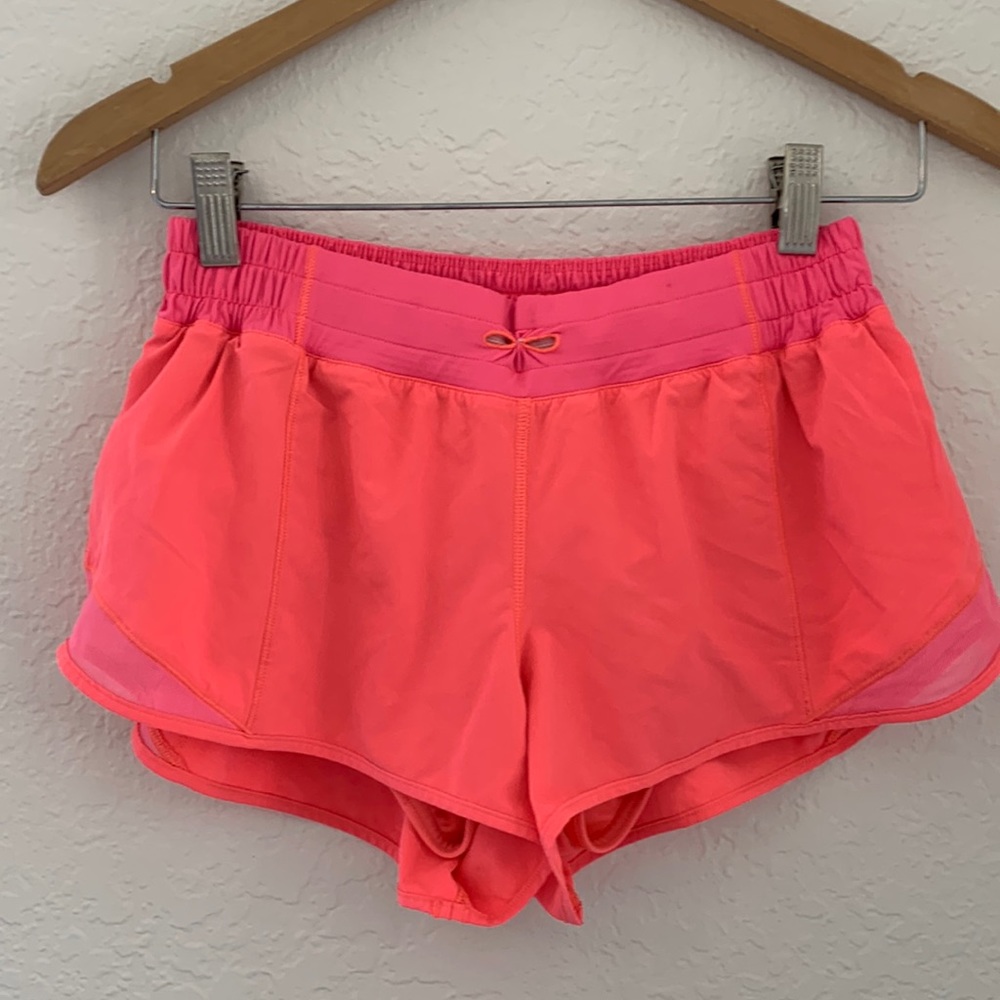 Lululemon Womens Sz 8 Coral Pink Shorts Running Athletic